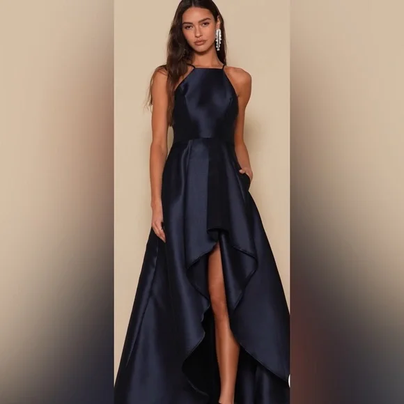 Lulu's Navy High-Low Dress - Picture 1 of 4